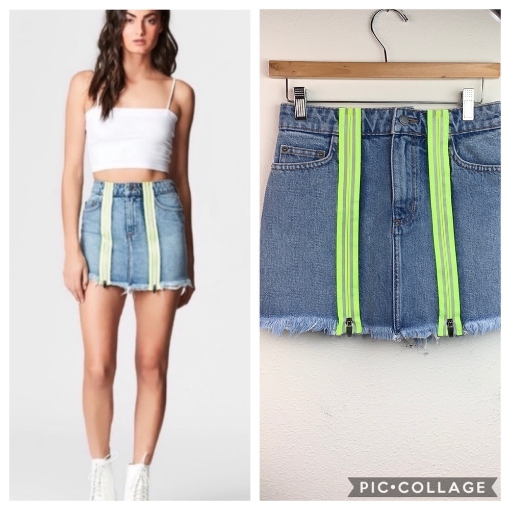 NEW LF Carmar neon zipper Colin jean mini skirt